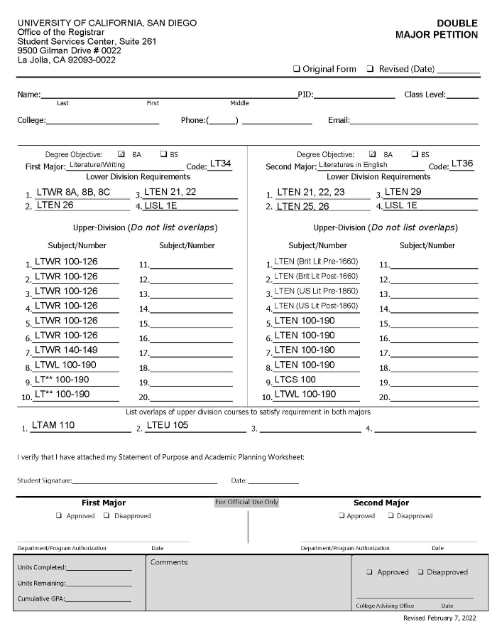 LT34 & LT36 Double Major Template