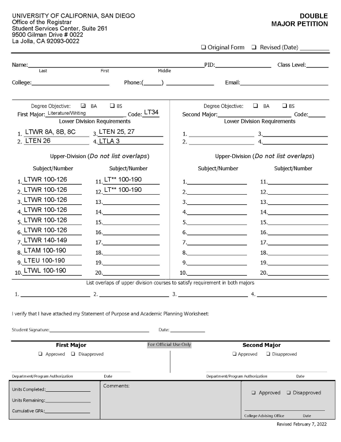 LT34 Double Major Template