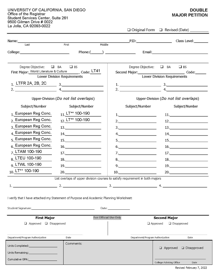 LT41 Double Major Template